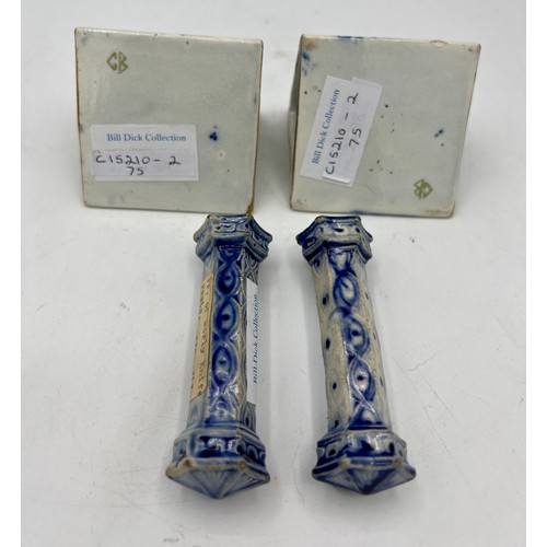 251 - A pair of early 19th century blue and white transfer-printed Swansea Cambrian knife rests, c. 1810-2... 