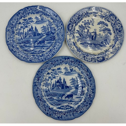 254 - A group of early 19th century blue and white transfer-printed wares, c. 1820. To include Jones Briti... 