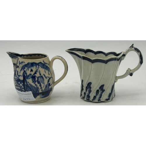 255 - A group of late 18th and early 19th century hand-painted blue and white pearlware pieces, c. 1790-18... 