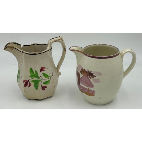 256 - A group of early 19th century British pottery, c. 1800-20. To include: a pink lustre jug, hand-paint... 