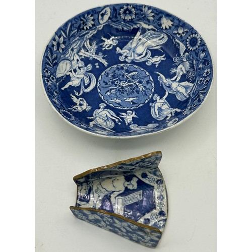 260 - A group of early 19th century blue and white transfer-printed and other colour Spode Greek wares and... 