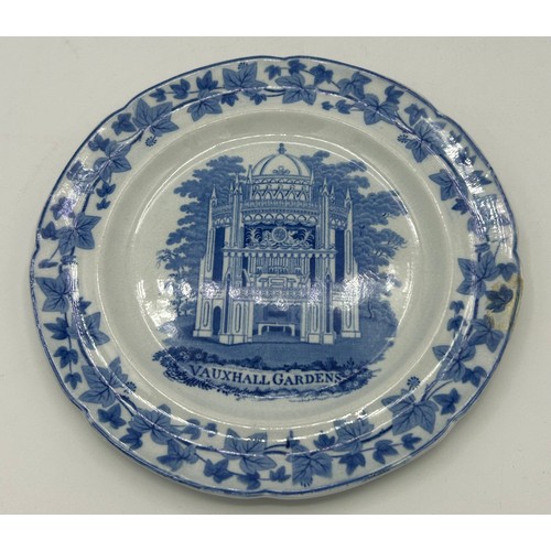 266 - Two early 19th century blue and white transfer-printed plates, c. 1825. One is Spode Lattice Scroll ... 