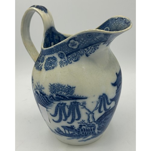 273 - An early 19th century Spode blue and white transfer-printed Rock pattern ewer, a Lucano tankard and ... 