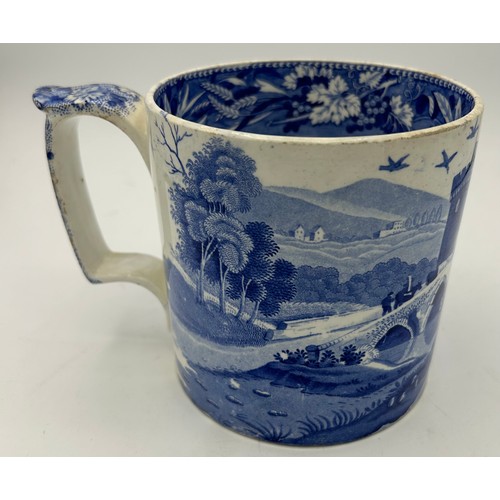 273 - An early 19th century Spode blue and white transfer-printed Rock pattern ewer, a Lucano tankard and ... 