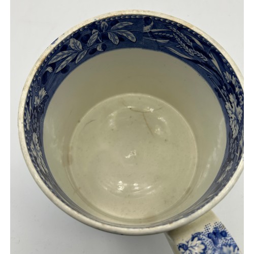 273 - An early 19th century Spode blue and white transfer-printed Rock pattern ewer, a Lucano tankard and ... 