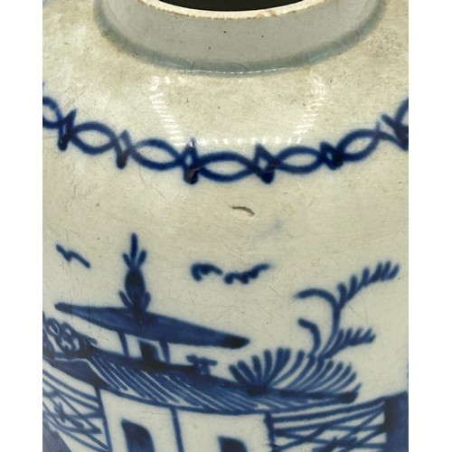 275 - A group of early 19th century hand-painted blue and white pearlware tea caddies and a similar lidded... 