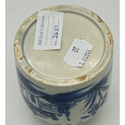 275 - A group of early 19th century hand-painted blue and white pearlware tea caddies and a similar lidded... 