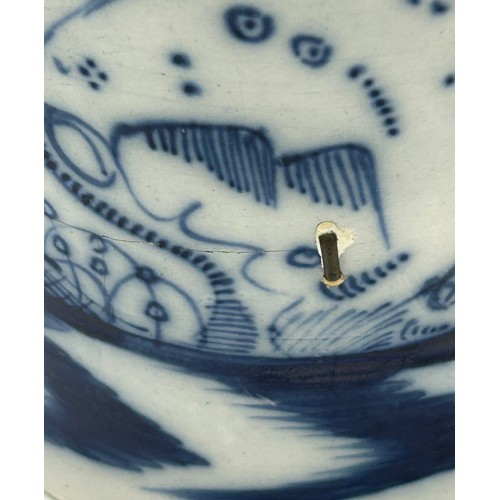 278 - An early 19th century hand-painted blue and white pearlware large lidded coffeepot and two similar m... 