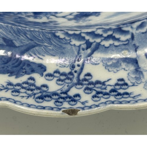 281 - Two early 19th century blue and white transfer-printed Spode Caramanian series soup dish and a Copel... 