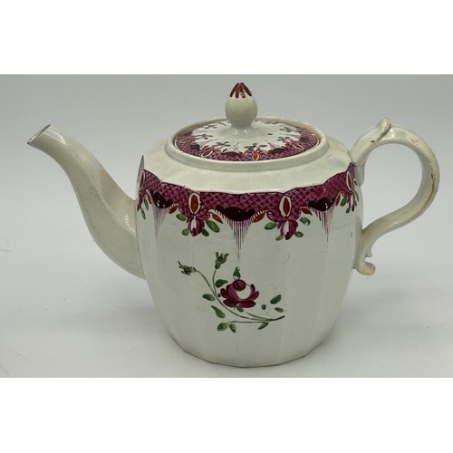 286 - A group of early 19th century hand-painted pearlware floral teapots and covers, c. 1810-20. Tallest ... 