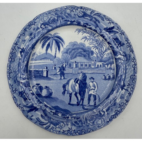 288 - A group of 19th century blue and white transfer printed Spode Indian Sporting wares, c. 1810. To inc... 