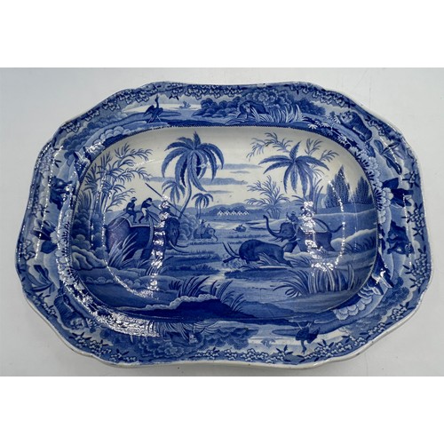 288 - A group of 19th century blue and white transfer printed Spode Indian Sporting wares, c. 1810. To inc... 