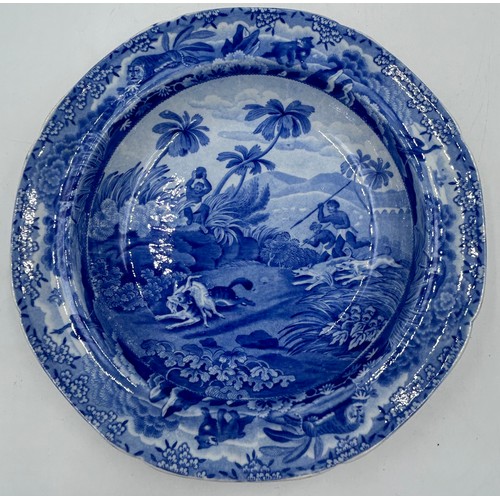 288 - A group of 19th century blue and white transfer printed Spode Indian Sporting wares, c. 1810. To inc... 