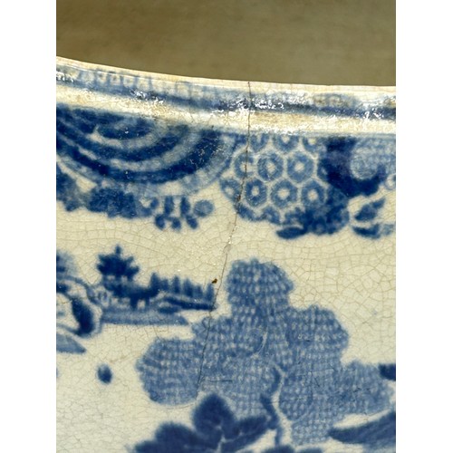 290 - An early 19th century blue and white transfer printed Spode Queen Charlotte pattern bourdaloue, c. 1... 