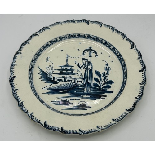 293 - A group of early 19th century blue and white hand-painted pearlware shell edge plates with Long Eliz... 