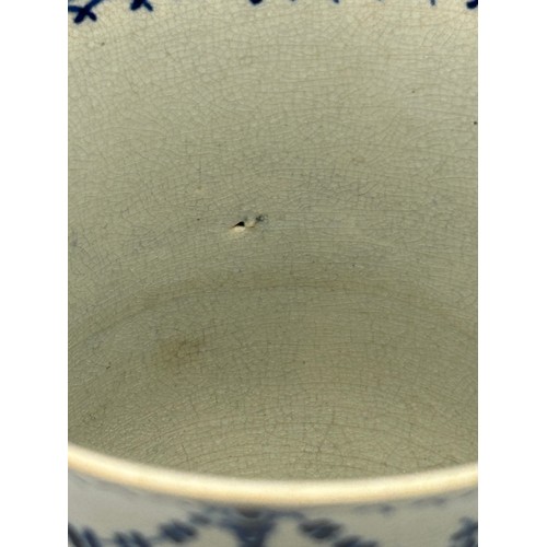 307 - An 18th century hand-painted blue and white pearlware named and dated loving cup, c. 1788. George Ha... 