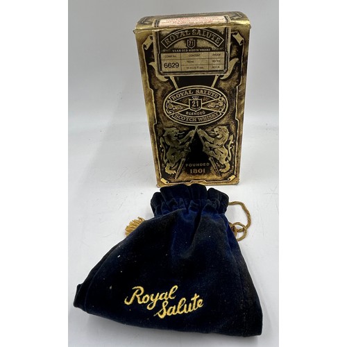 1282 - Chivas Royal Salute 21yr old blended whisky in a blue Spode decanter boxed and enclosed in a blue ve... 