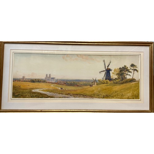 1542 - Robert Thorne WAITE RWS (1842-1935) watercolour 'Beverley Minster' signed L.L. Image size 32 x 92cm.... 