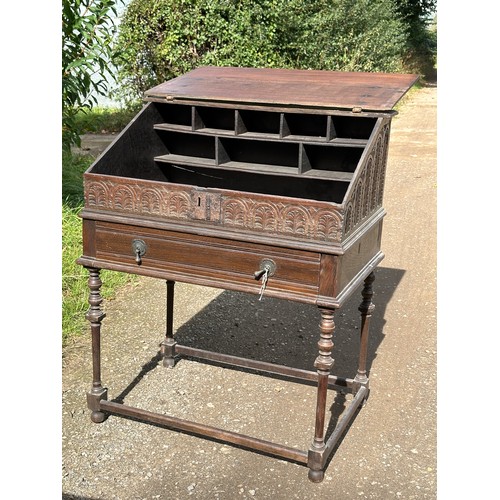 14 - A  17th/18thC oak bible box on stand. 96.5 h x 79.5 w x 52cm d.