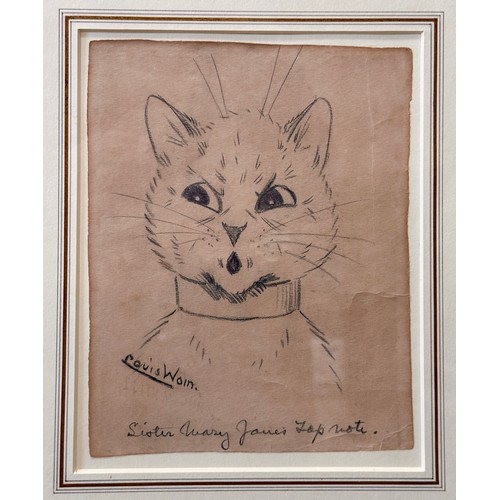 1537 - Louis WAIN (1860 - 1939) 'Sister Mary Jane's Top Note' in pencil, signed and inscribed with title in... 