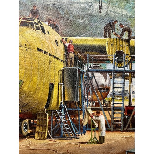 1539 - Kenneth McDONOUGH (1921-2002) An oil on canvas of a Blackburn B-101 Beverley being built by Blackbur... 