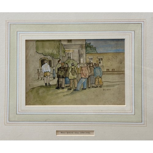 1540 - Harry Epworth ALLEN (1894 - 1958) A painting in Tempera showing members of the Eyam Rambling Club ga... 