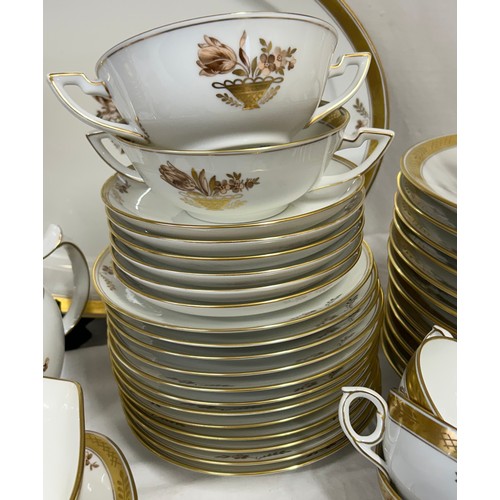 441 - Royal Copenhagen 'Golden Basket' pattern part dinner and breakfast service comprising meat plate 41c... 