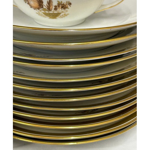 441 - Royal Copenhagen 'Golden Basket' pattern part dinner and breakfast service comprising meat plate 41c... 