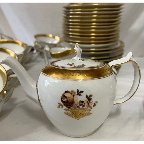 441 - Royal Copenhagen 'Golden Basket' pattern part dinner and breakfast service comprising meat plate 41c... 