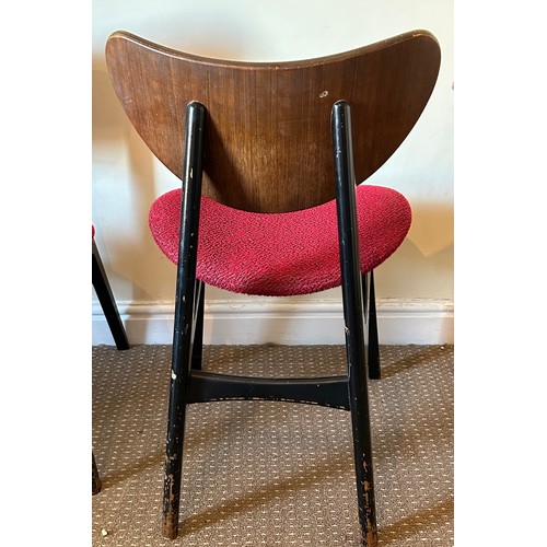 158 - Three mid century chairs. An Ercol stick back armchair 84cm to back, 43cm to seat with label to rear... 