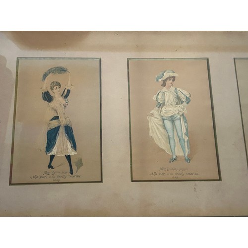 1469 - Two pairs of framed prints. Two depicting costumed actors at The Gaiety Theatre 1889  and two depict... 