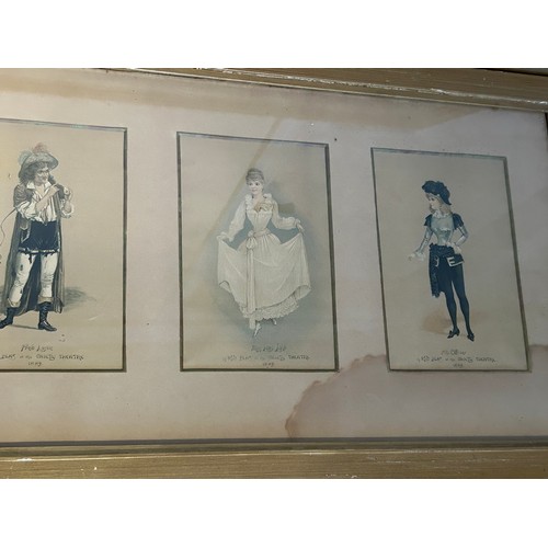 1469 - Two pairs of framed prints. Two depicting costumed actors at The Gaiety Theatre 1889  and two depict... 