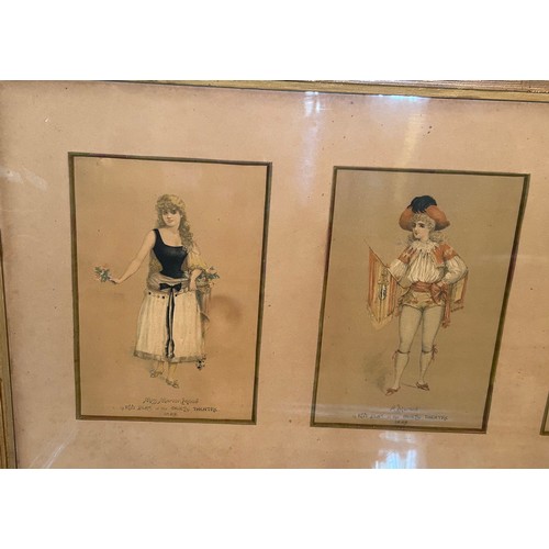 1469 - Two pairs of framed prints. Two depicting costumed actors at The Gaiety Theatre 1889  and two depict... 