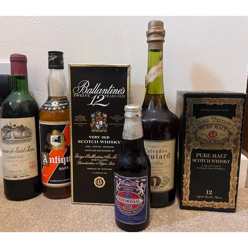 1281 - Various wine and spirits to include Ballantine's 12 years old Scotch Whisky, Glen Turner Pure Malt S... 