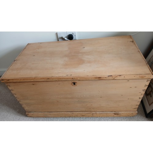 151 - A 19thC pine blanket box. 93cm x 53cm x 46cm h.