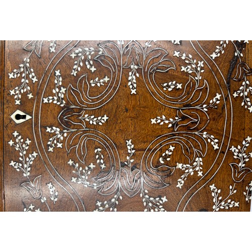 903 - A rosewood inlaid Anglo - Indian Padauk writing slope beautifully worked with bone inlaid Vizagapata... 