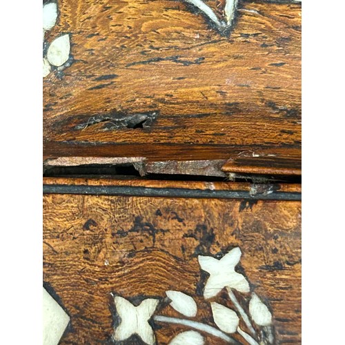 903 - A rosewood inlaid Anglo - Indian Padauk writing slope beautifully worked with bone inlaid Vizagapata... 