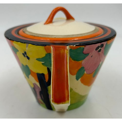 332 - Clarice Cliff Applique Palermo conical teapot for two, c.1930 with un associated lid. Ht without lid... 