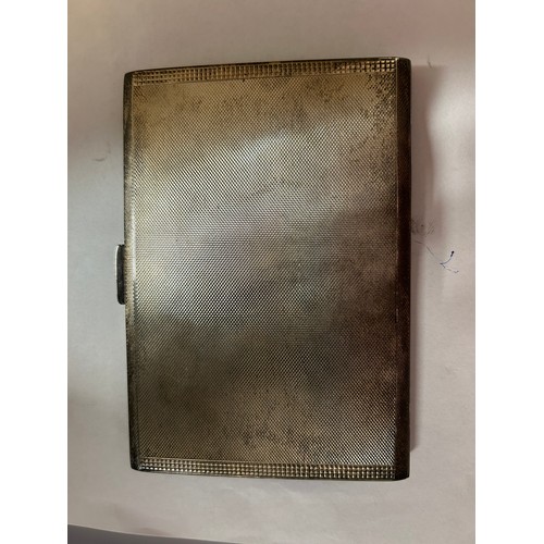 931 - Hallmarked silver cigarette case Birmingham 1962, maker Kemp Bros. Weight 208gm with original fabric... 