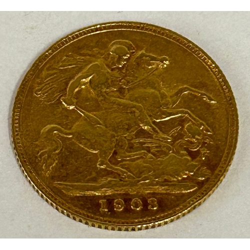 824A - A 1903 Edward VII Gold Half Sovereign.