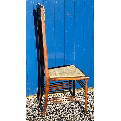 79 - An Arts & Crafts high backed bedroom chair by William Birch. Initialled WB to underside. Height to b... 