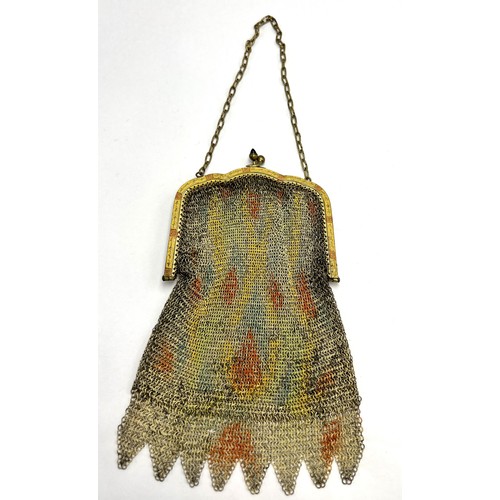 166 - An early 20thC Art Deco multicoloured chain mail purse. 16cm x 8cm.