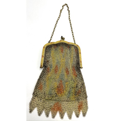 166 - An early 20thC Art Deco multicoloured chain mail purse. 16cm x 8cm.