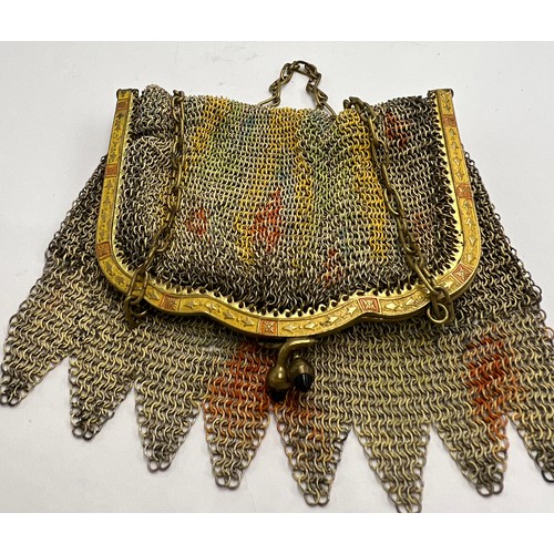 166 - An early 20thC Art Deco multicoloured chain mail purse. 16cm x 8cm.