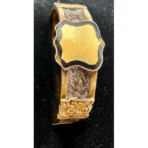 195 - A Victorian 18 carat gold mourning ring with inscription, ‘ In Memory of my Mother 4th July 1860’. D... 