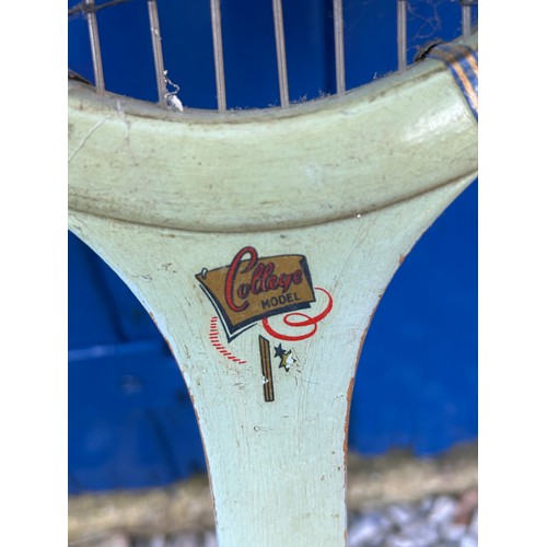 224 - Five various 1940’s tennis rackets, all with original presses.