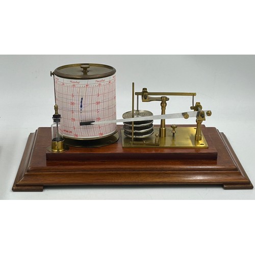 953 - A 20thC brass mounted barograph in a mahogany case with glazed panels fully restored with no makers ... 