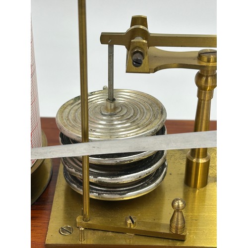 953 - A 20thC brass mounted barograph in a mahogany case with glazed panels fully restored with no makers ... 