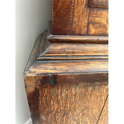 981 - An oak cased brass faced longcase clock, maker Samuel Lawson 215cm h x 46cm w x 23cm d.