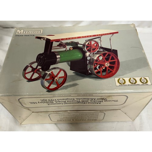 1106 - A Mamod Steam Tractor TE1A complete with steering extension in original box.